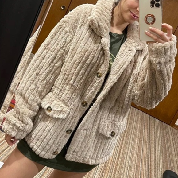 Cozy Teddy Button Down Oversized Jacket Coat - Picture 3 of 7